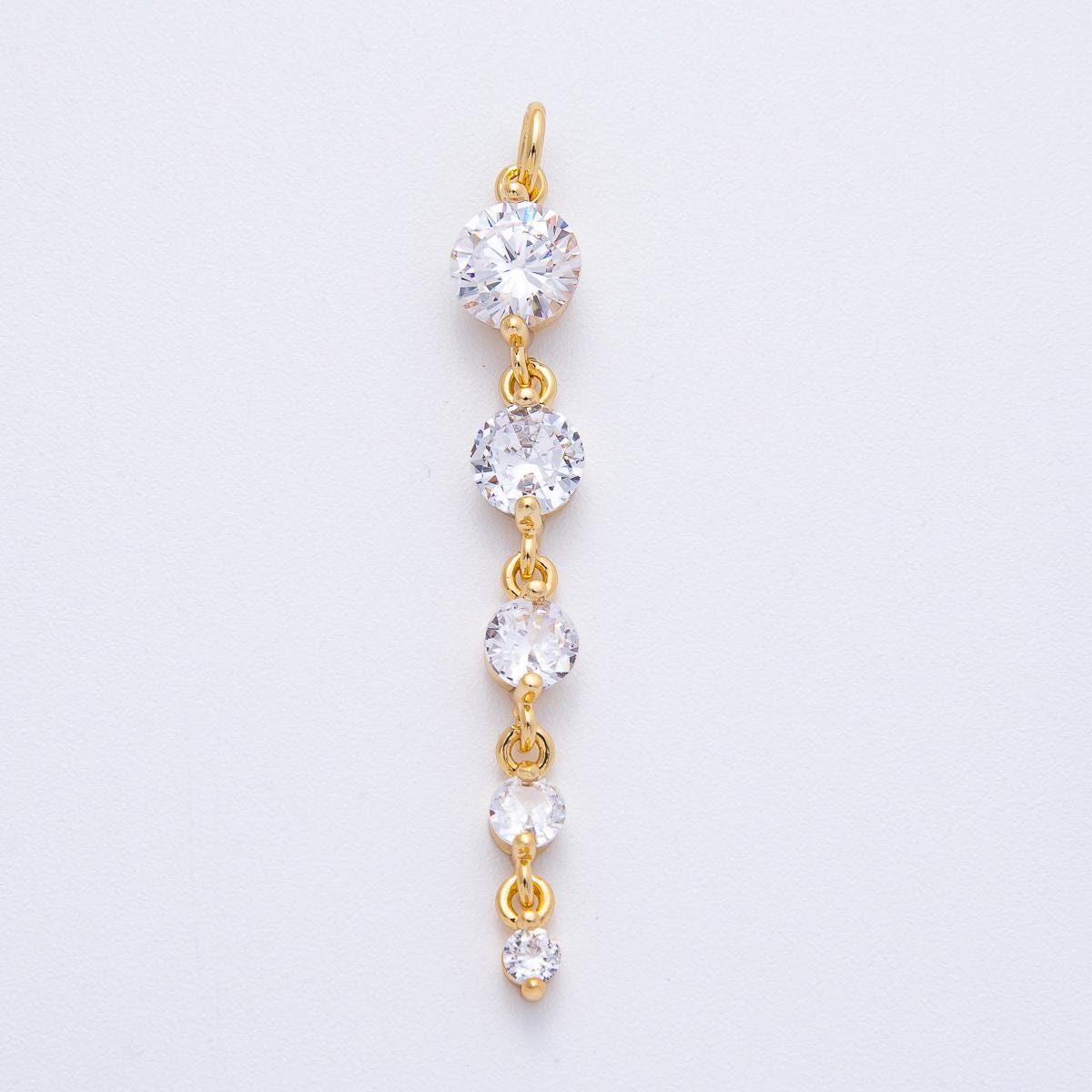 46.1mm Elegant 18k Gold Filled Round CZ Drop Charm Dainty Dangle for Custom Necklace DIY Jewelry Supply Finding | AK119