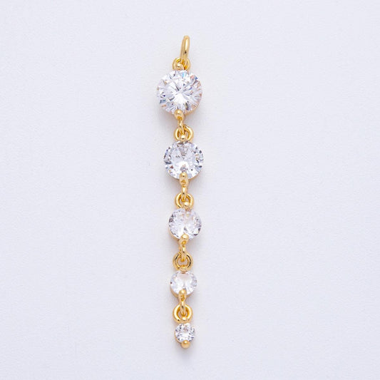 46.1mm Elegant 18k Gold Filled Round CZ Drop Charm Dainty Dangle for Custom Necklace DIY Jewelry Supply Finding | AK119