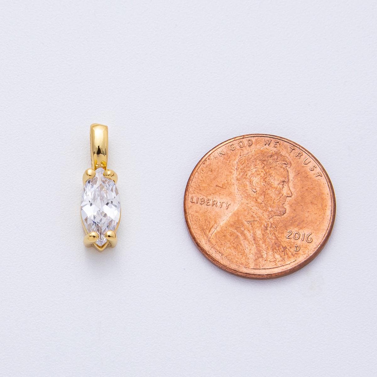 18k Gold Filled 16.6mm Clear CZ Marquise Mini Charm Elegant Finding DIY Jewelry Supply for Custom Necklace Bracelet Earring | H031