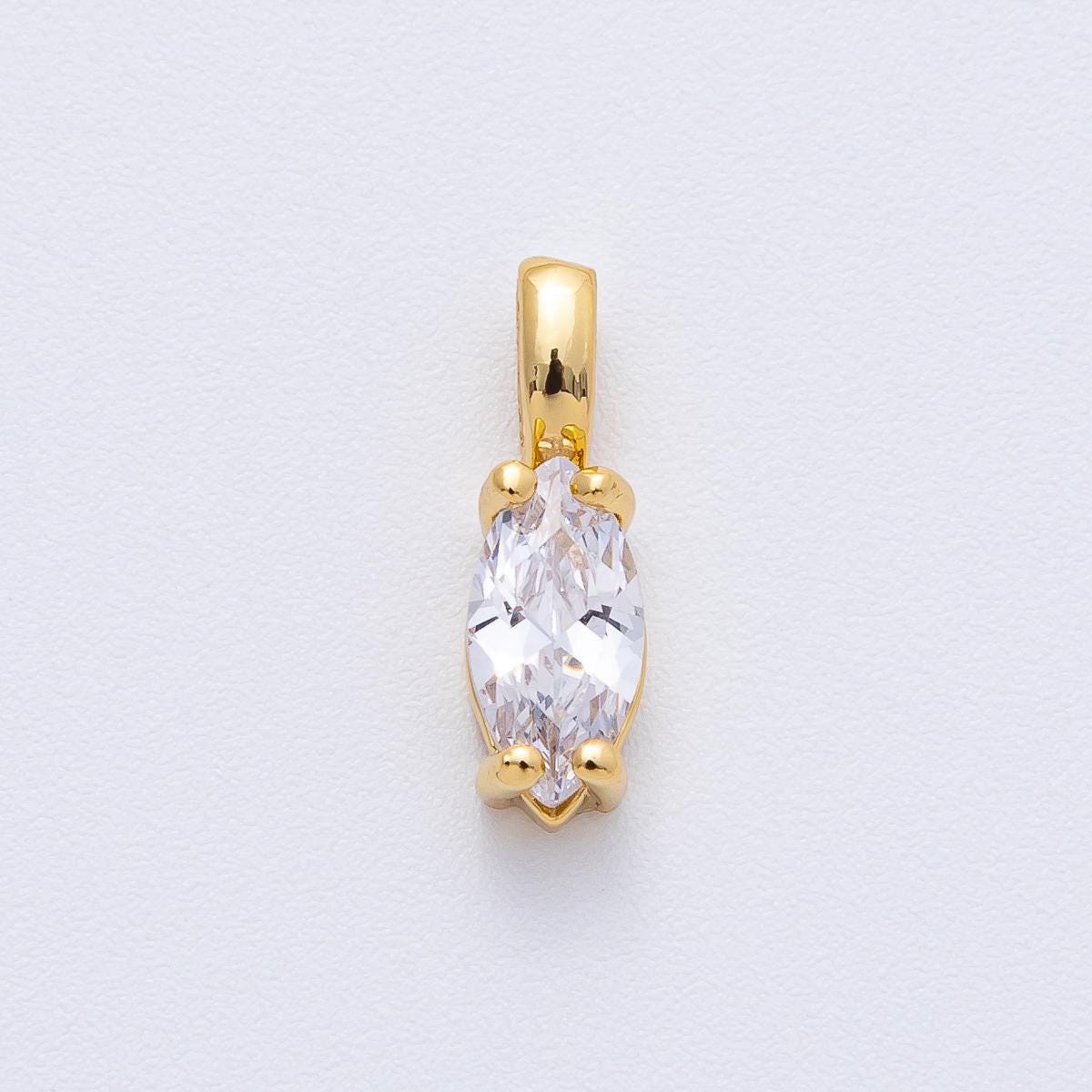 18k Gold Filled 16.6mm Clear CZ Marquise Mini Charm Elegant Finding DIY Jewelry Supply for Custom Necklace Bracelet Earring | H031