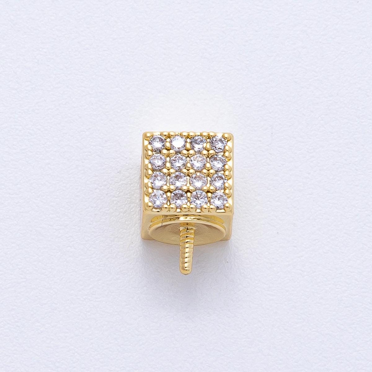Micro Paved CZ 18k Gold Filled 0.6mm Cube Peg Bail Hold for Half Drill Pearl and Bead Bail Charm Findings DIY Jewelry Making | Z1657