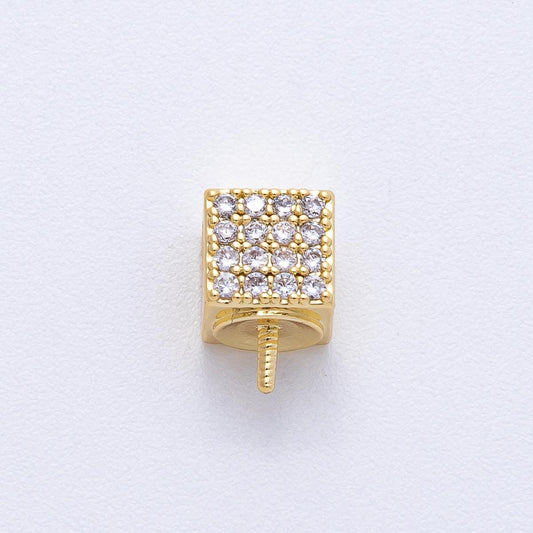 Micro Paved CZ 18k Gold Filled 0.6mm Cube Peg Bail Hold for Half Drill Pearl and Bead Bail Charm Findings DIY Jewelry Making | Z1657
