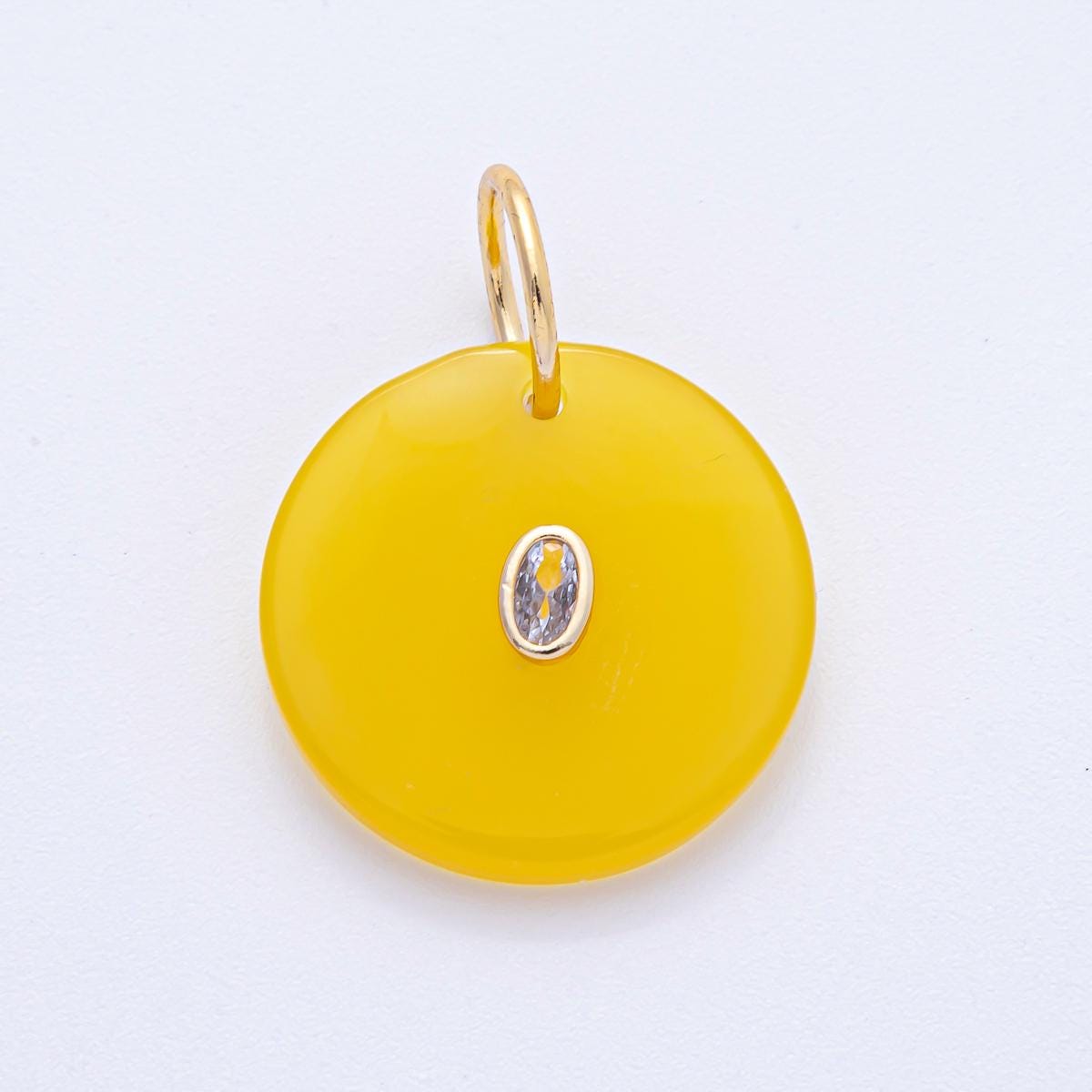 18K Gold Filled Circle Natural Stone with CZ Oval Gemstone for Necklace DIY Jewelry Making Supply Finding | AK053