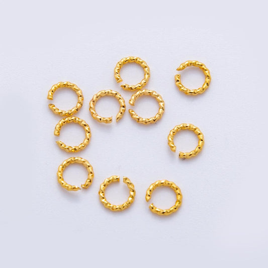 10pcs 0.8mm x 5mm (20 gauge) 18K Gold Filled Textured Jump Ring for jewelry making supplies Z-1597