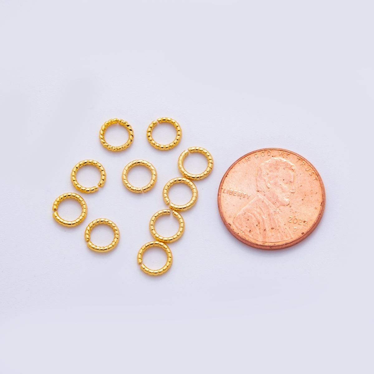 10x 18 gauge 18K Gold Filled Textured Jump Ring for jewelry making supplies Z-1598