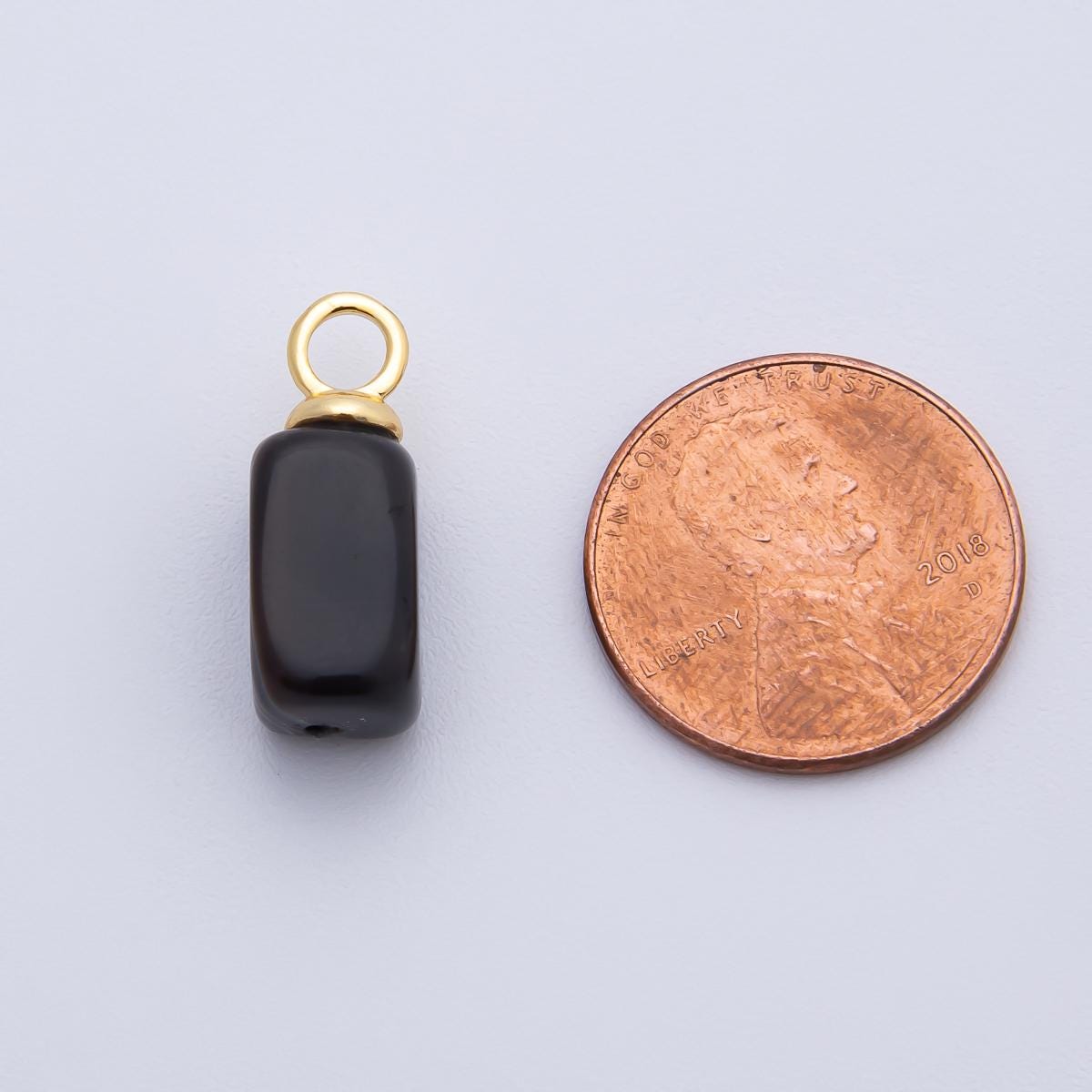 18k gold filled 20mm black onyx Rectangle tube pendant | AK144