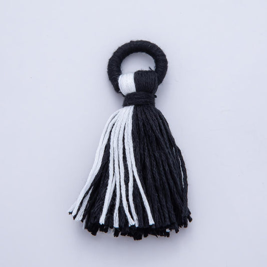 74.1mm 2 Tassel Charm Mixed Color Black and White Cotton Fringe for Jewelry Home Decor Handbags & More | Z1653