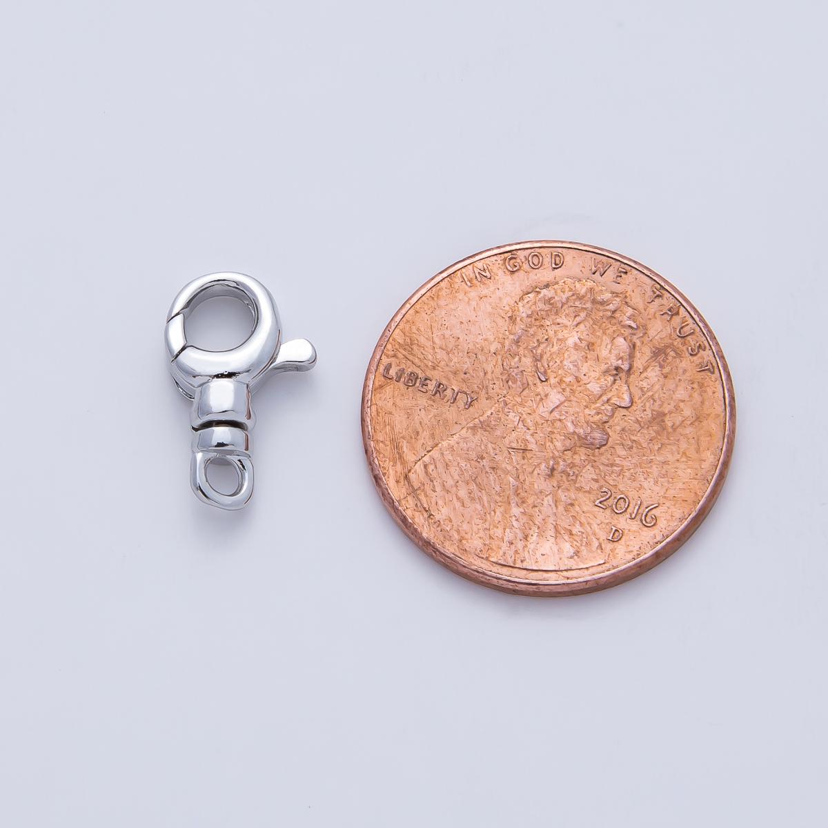 Rhodium Plated 12.5mm Swivel Lobster Claw Clasps Finding Minimalist Charm Lock Hook DIY Jewelry Supply for Custom Necklace Bracelet | Z1609