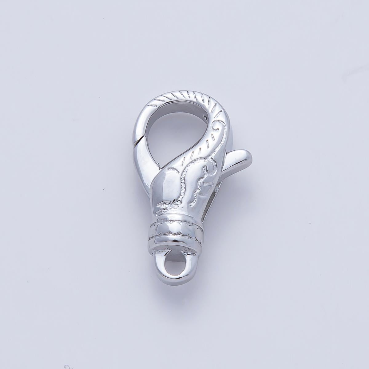 Silver 18mm Lined Engraved Lobster Claw Clasps Finding DIY Jewelry Supply for Custom Necklace Bracelet | Z1616