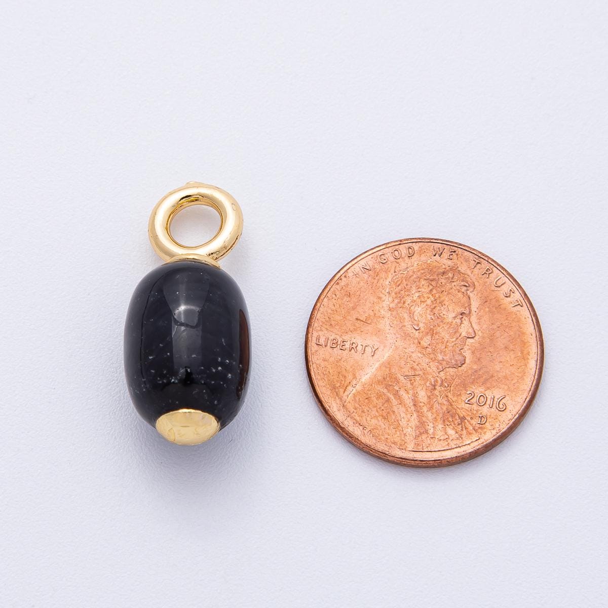 18k gold filled charm natural gemstone Dark Brown Red Black Fall Inspired Barrell Tube bail pendant | AK140