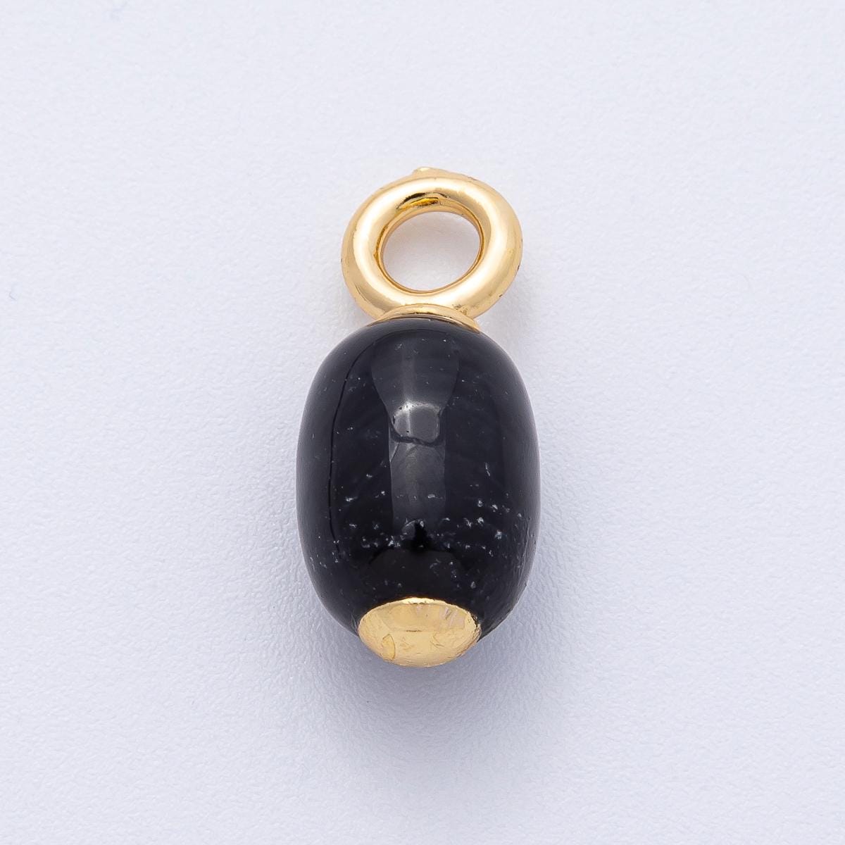 18k gold filled charm natural gemstone Dark Brown Red Black Fall Inspired Barrell Tube bail pendant | AK140