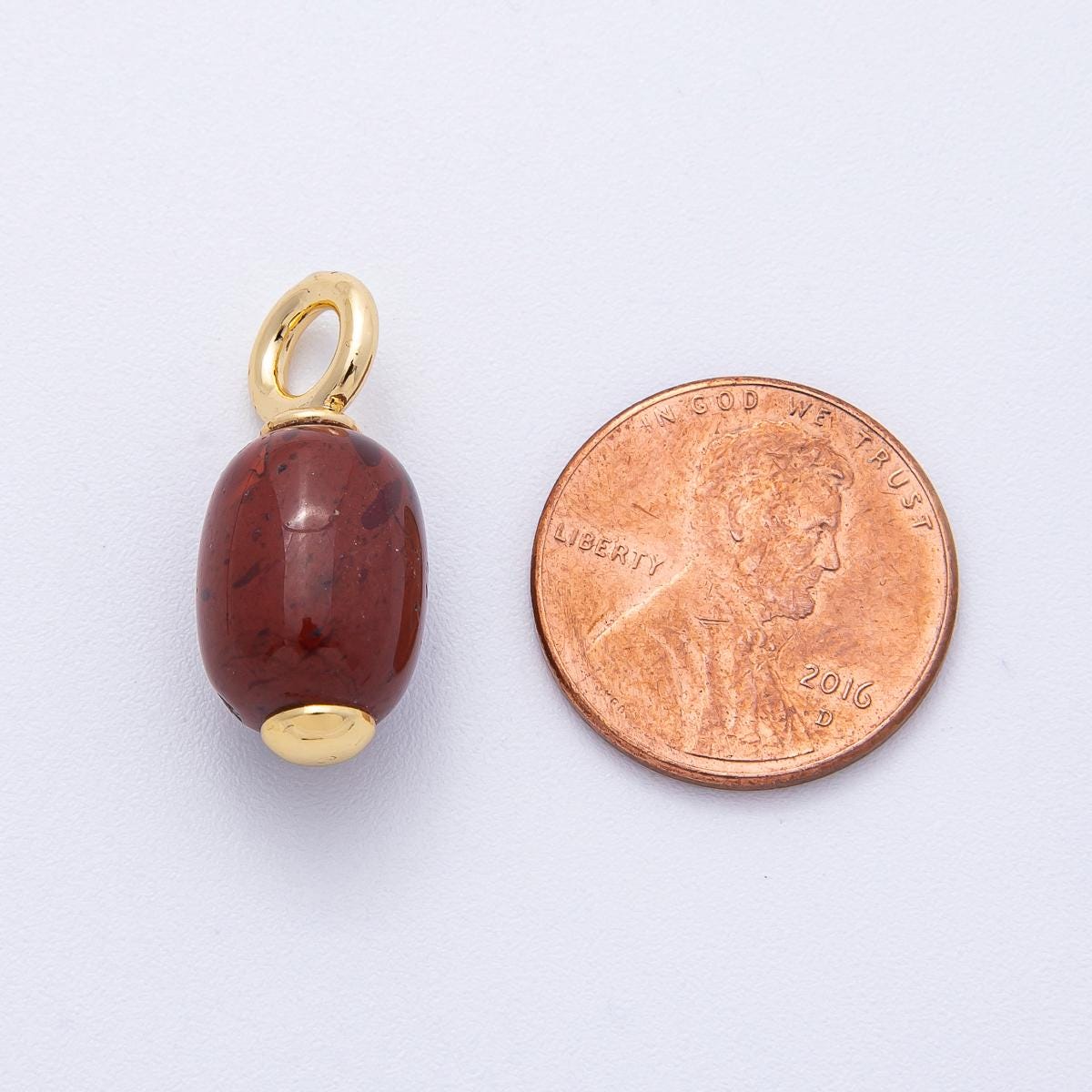 18k gold filled charm natural gemstone Dark Brown Red Black Fall Inspired Barrell Tube bail pendant | AK140