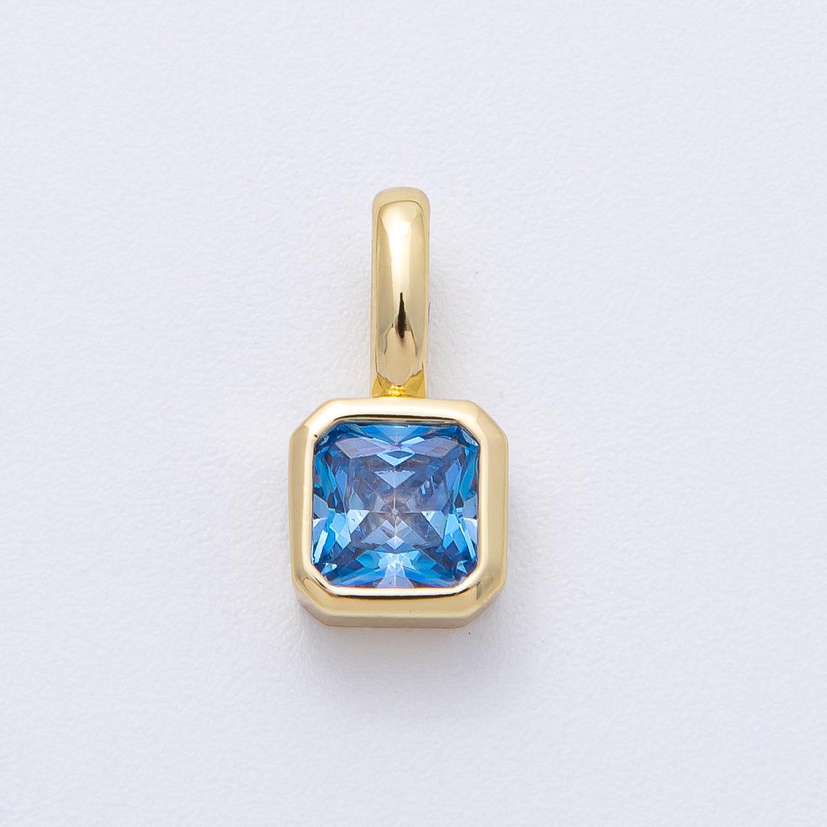 18K Gold Filled 15.1mm Birthstone Baguette CZ Pendant Dainty DIY Jewelry Supply Finding for Custom Necklace Bracelet Earring | AF1237