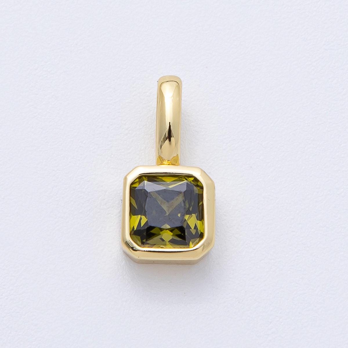18K Gold Filled 15.1mm Birthstone Baguette CZ Pendant Dainty DIY Jewelry Supply Finding for Custom Necklace Bracelet Earring | AF1237