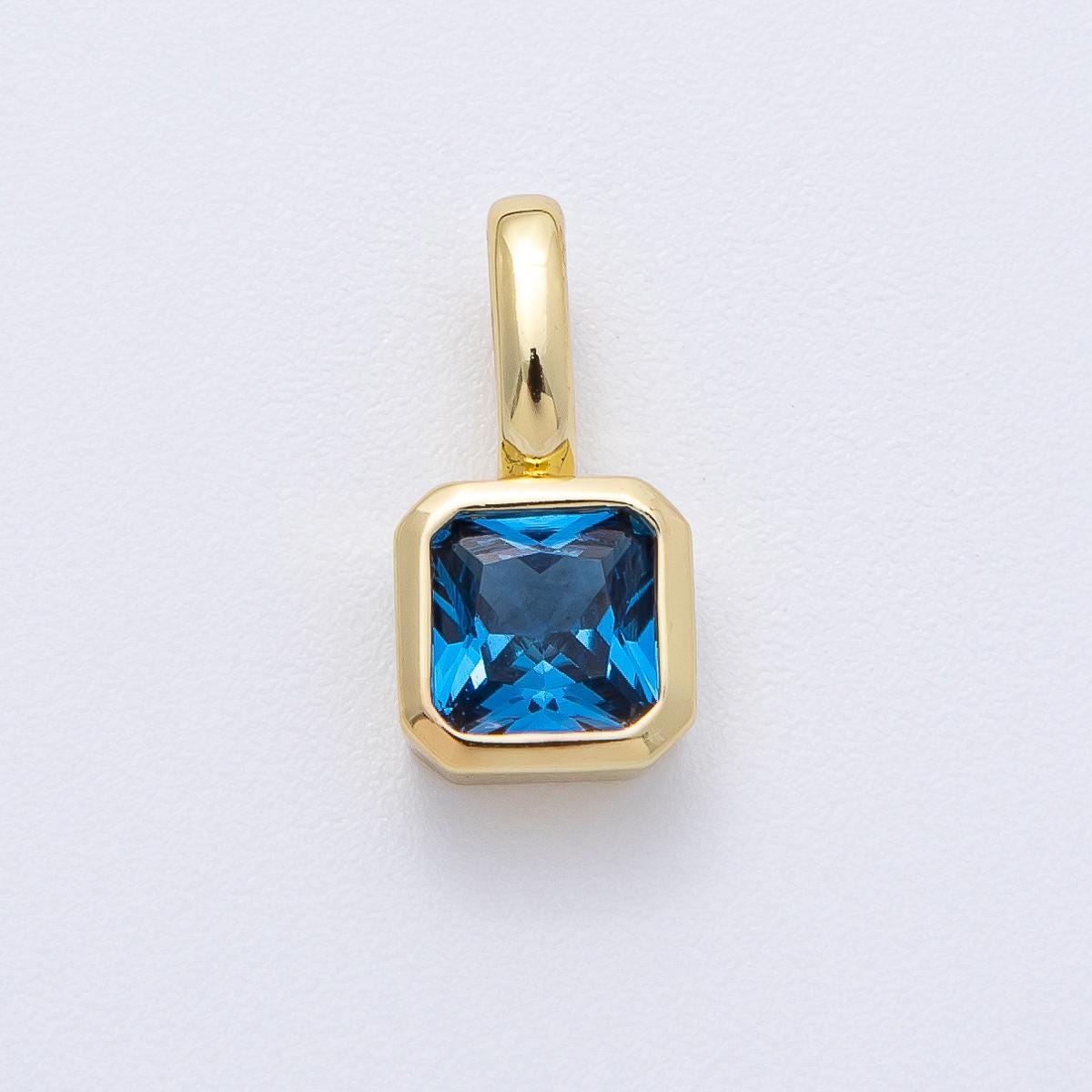18K Gold Filled 15.1mm Birthstone Baguette CZ Pendant Dainty DIY Jewelry Supply Finding for Custom Necklace Bracelet Earring | AF1237