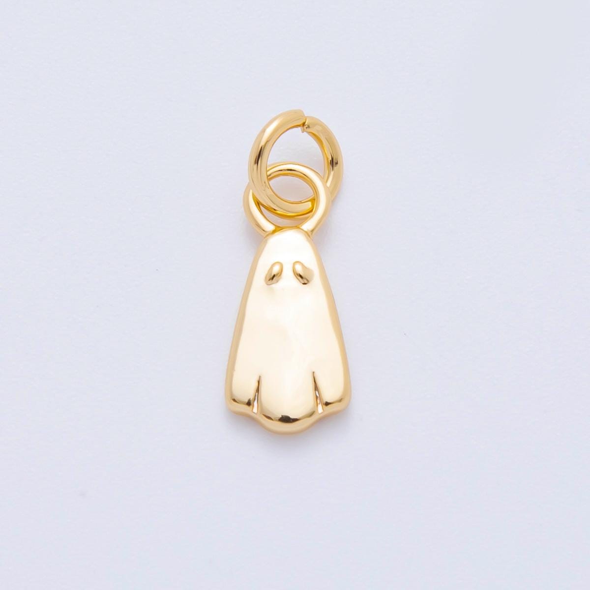 13.4mm 18k Gold Filled Mini Sad Ghost Charm Spooky Season Halloween Add On for Custom DIY Jewelry Making Supply | AK124