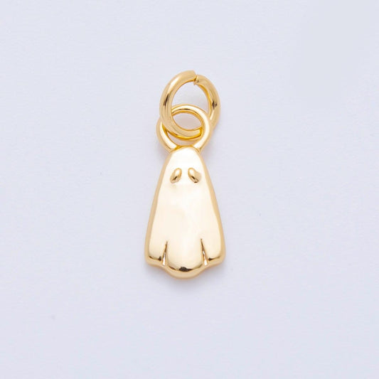 13.4mm 18k Gold Filled Mini Sad Ghost Charm Spooky Season Halloween Add On for Custom DIY Jewelry Making Supply | AK124