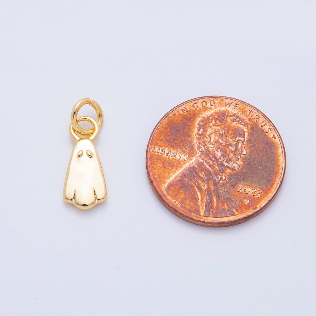 13.4mm 18k Gold Filled Mini Sad Ghost Charm Spooky Season Halloween Add On for Custom DIY Jewelry Making Supply | AK124