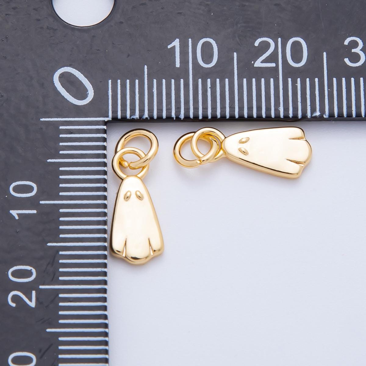 13.4mm 18k Gold Filled Mini Sad Ghost Charm Spooky Season Halloween Add On for Custom DIY Jewelry Making Supply | AK124