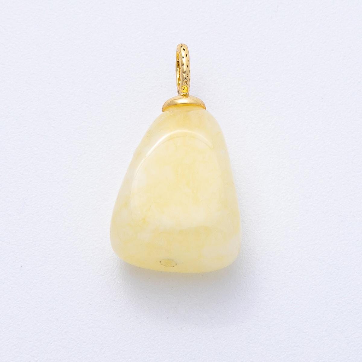 18k gold filled Nugget charm natural gemstone Rose Quartz Topz Stone bail pendant | AK125