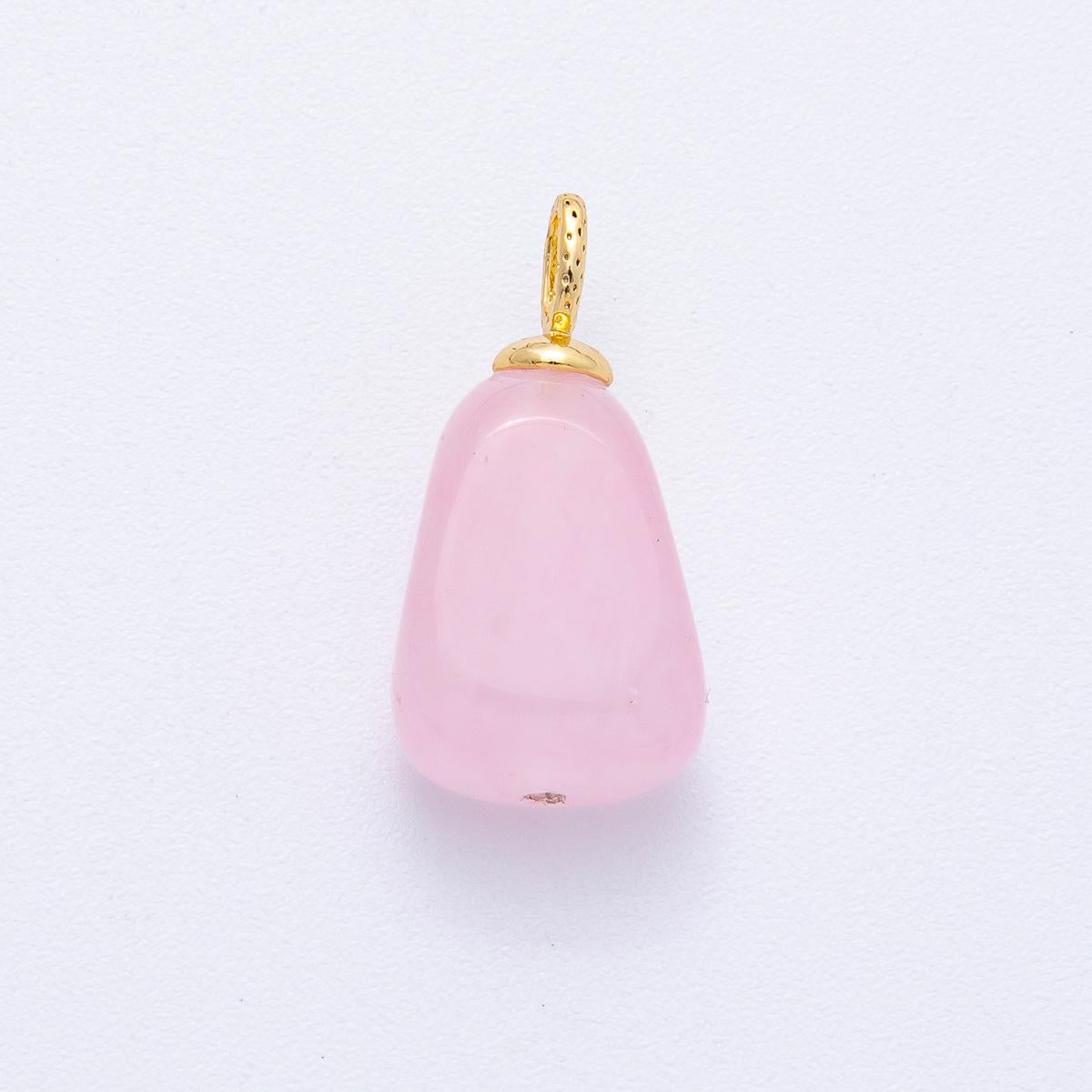 18k gold filled Nugget charm natural gemstone Rose Quartz Topz Stone bail pendant | AK125