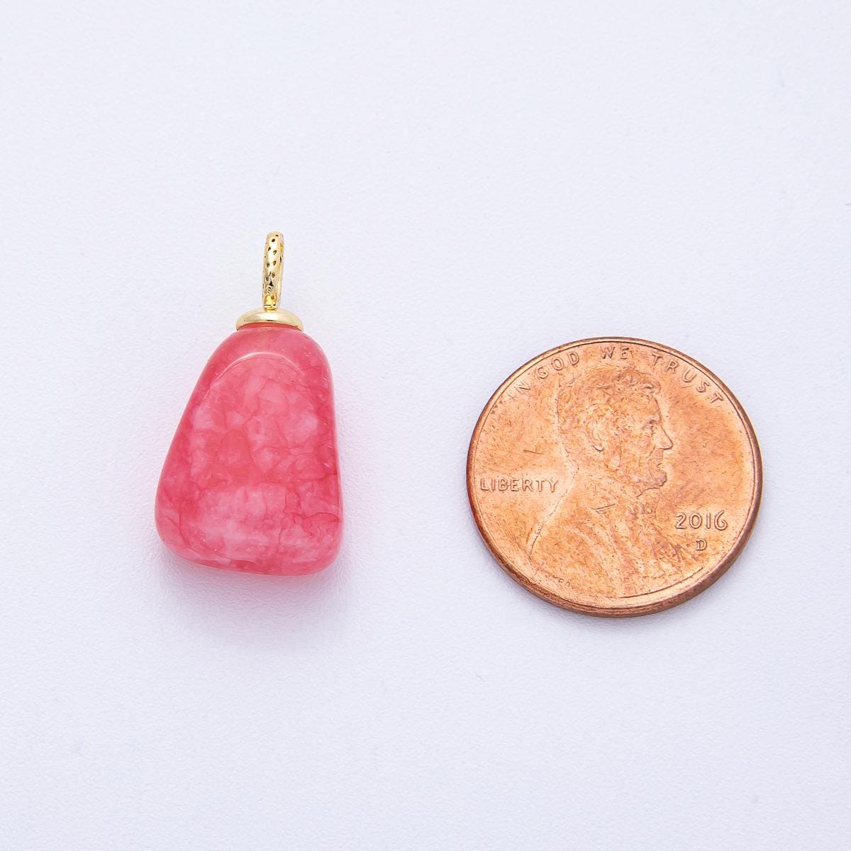 18k gold filled Nugget charm natural gemstone Rose Quartz Topz Stone bail pendant | AK125