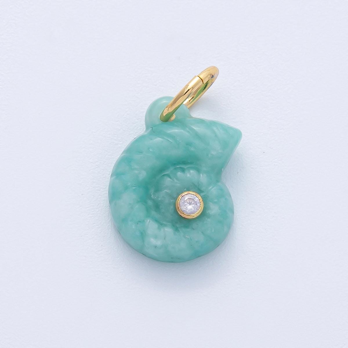 18k Gold Filled Clam Seashell Charm with Clear CZ in Center Multicolor Ocean Inspired DIY Jewelry Supply Custom Necklace Bracelet | AK135
