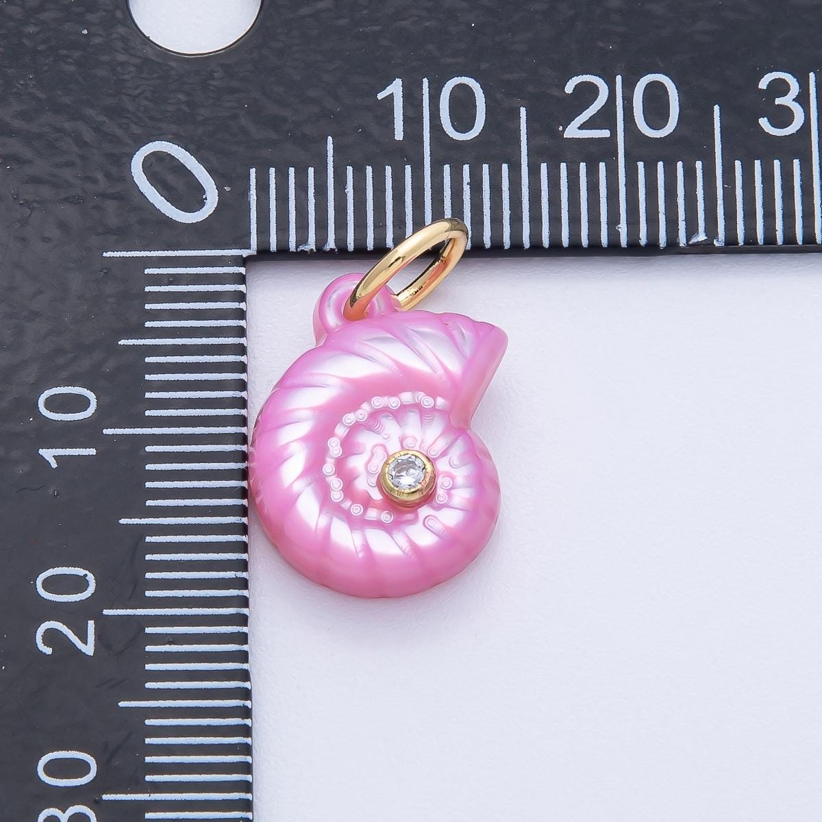 18k Gold Filled Clam Seashell Charm with Clear CZ in Center Multicolor Ocean Inspired DIY Jewelry Supply Custom Necklace Bracelet | AK135