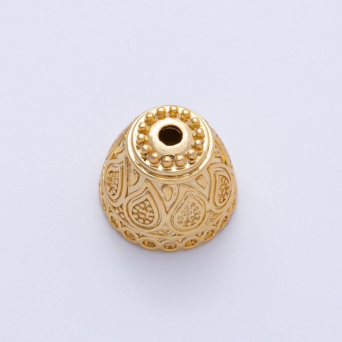 15mm 18k Gold Filled Artisan Detail Barrel Bead Cap Intricate Topper DIY Jewelry Supply for Custom Necklace & Bracelet | Z1662