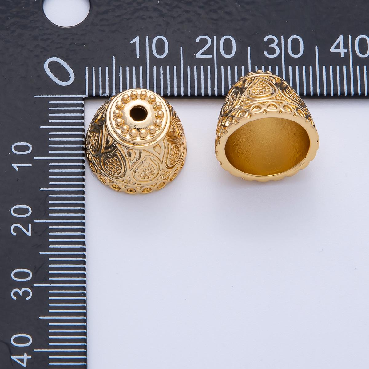 15mm 18k Gold Filled Artisan Detail Barrel Bead Cap Intricate Topper DIY Jewelry Supply for Custom Necklace & Bracelet | Z1662