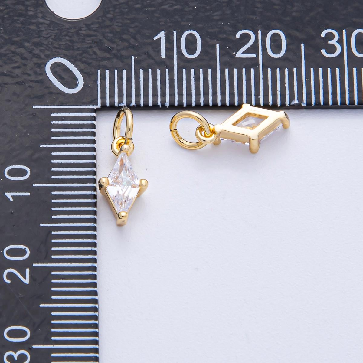 18K Gold Filled 11.5mm Clear CZ Navette Mini Charm Dainty Marquise Cut Pendant DIY Jewelry Supply for Bracelet Necklace Earring | AK-042
