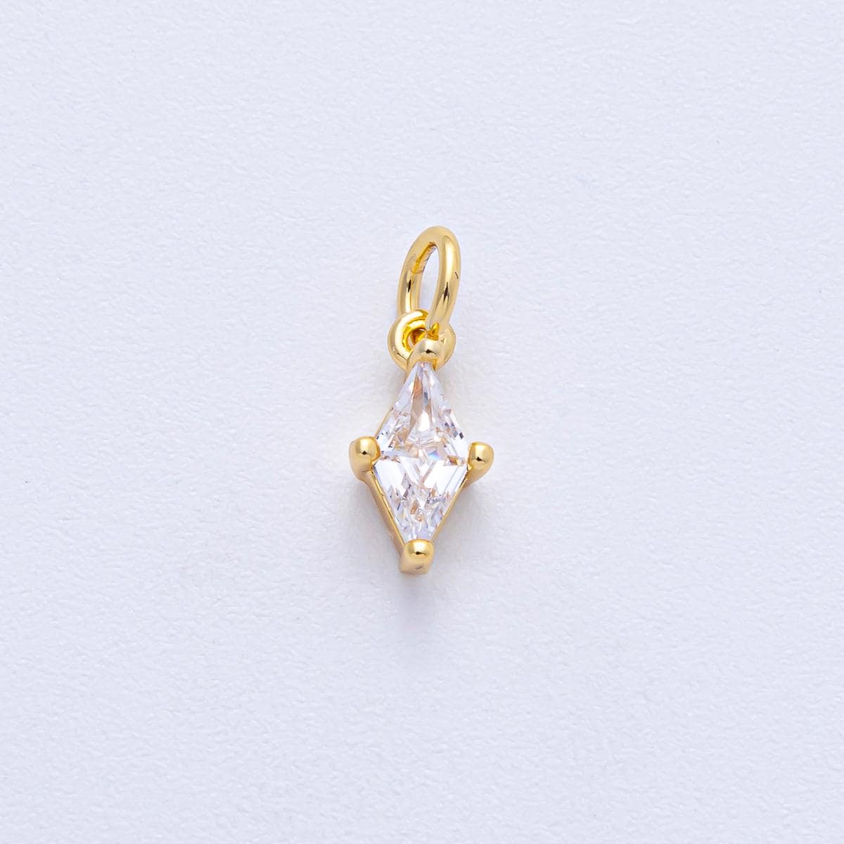 18K Gold Filled 11.5mm Clear CZ Navette Mini Charm Dainty Marquise Cut Pendant DIY Jewelry Supply for Bracelet Necklace Earring | AK-042