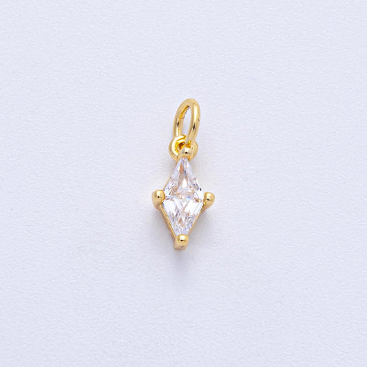18K Gold Filled 11.5mm Clear CZ Navette Mini Charm Dainty Marquise Cut Pendant DIY Jewelry Supply for Bracelet Necklace Earring | AK-042