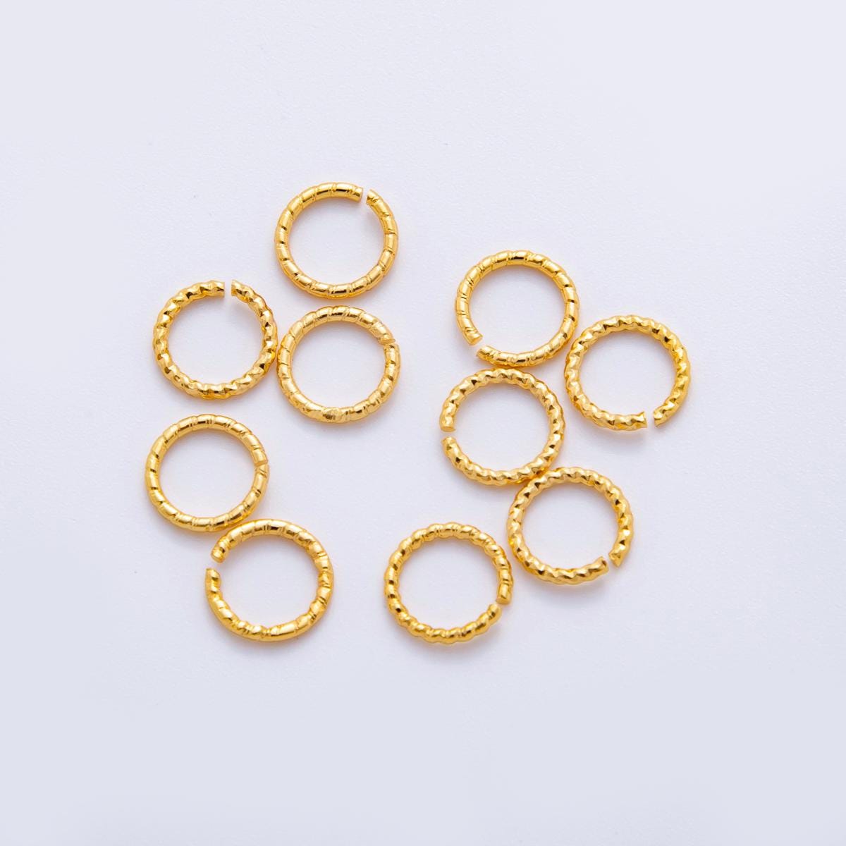 18K Gold Filled 8mm Open Twisted Croissant Round Jump Ring Finding Set DIY Jewelry Supply for Custom Necklace & Bracelet | Z-A1600