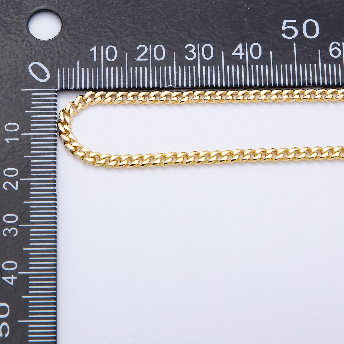 18K Gold Filled 2.8mm Minimalist Square Curb Unfinished Chain by Yard Wholesale Bulk DIY Custom Jewelry Supply for Necklace | Roll-1811