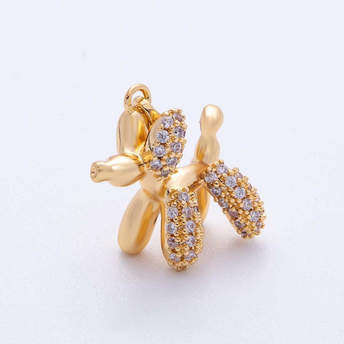 18K Gold Filled 19.8mm Micro Paved CZ Chubby Balloon Animal 3D Multidimensional Pendant DIY Custom Jewelry Supply for Necklace | AF-1211