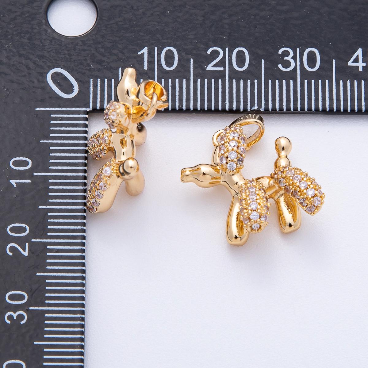 18K Gold Filled 19.8mm Micro Paved CZ Chubby Balloon Animal 3D Multidimensional Pendant DIY Custom Jewelry Supply for Necklace | AF-1211
