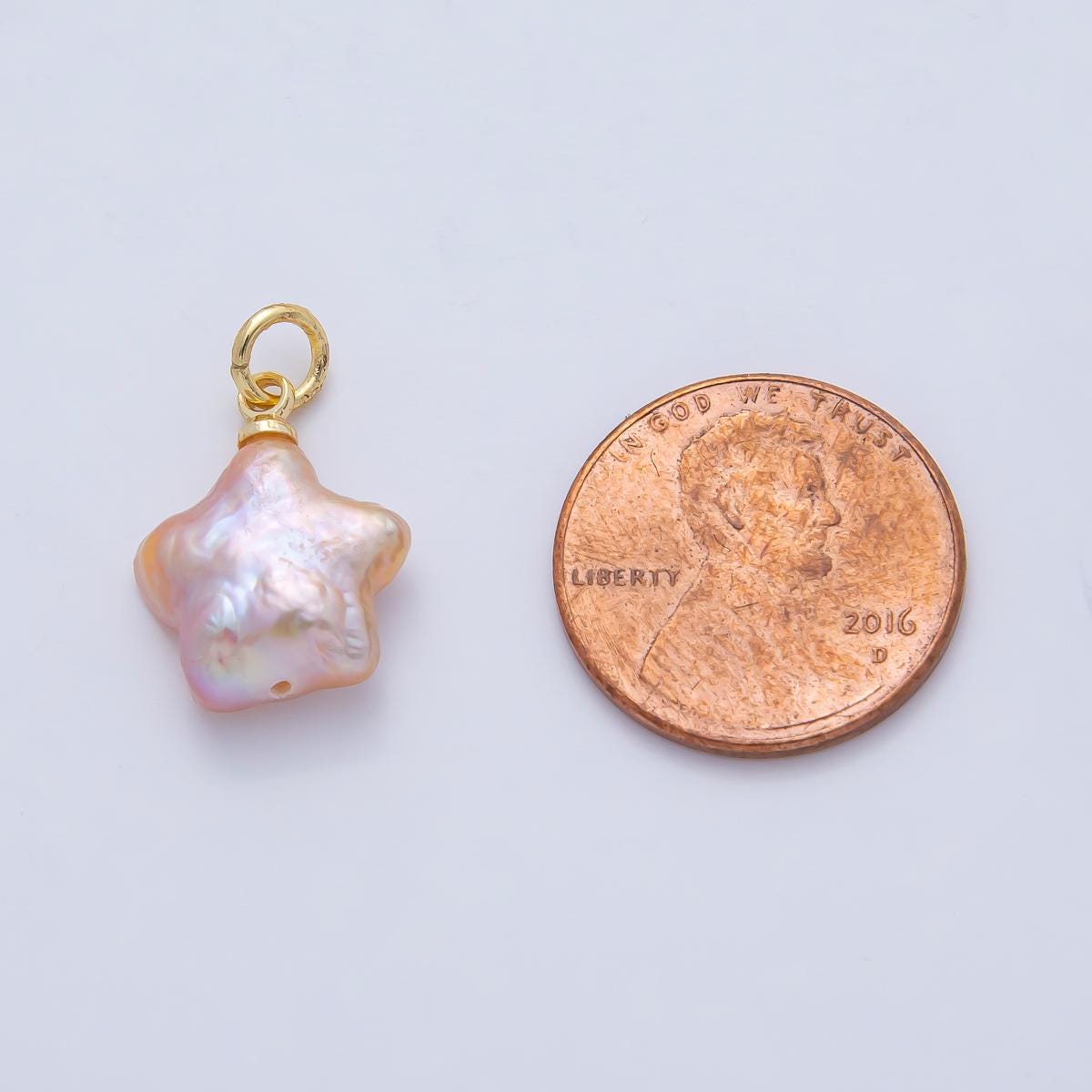 18K Gold Filled 16.1mm Shell Pearl Celestial Star Charm Pink Iridescent DIY Jewelry Supply for Custom Necklace Bracelet | A-639
