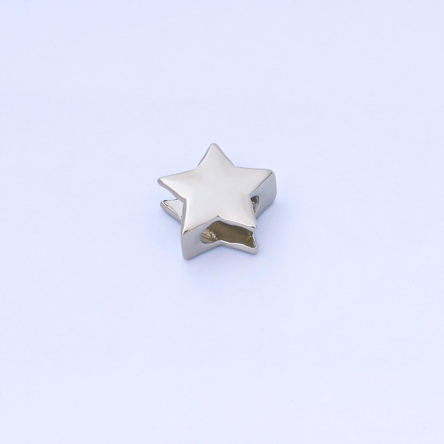 18k Gold Filled Star Beads Large Hole Spacer Beads, Celestial Shaped Charms, Sliding 13mm Bead for Cord Bracelet Necklace Supply B-852
