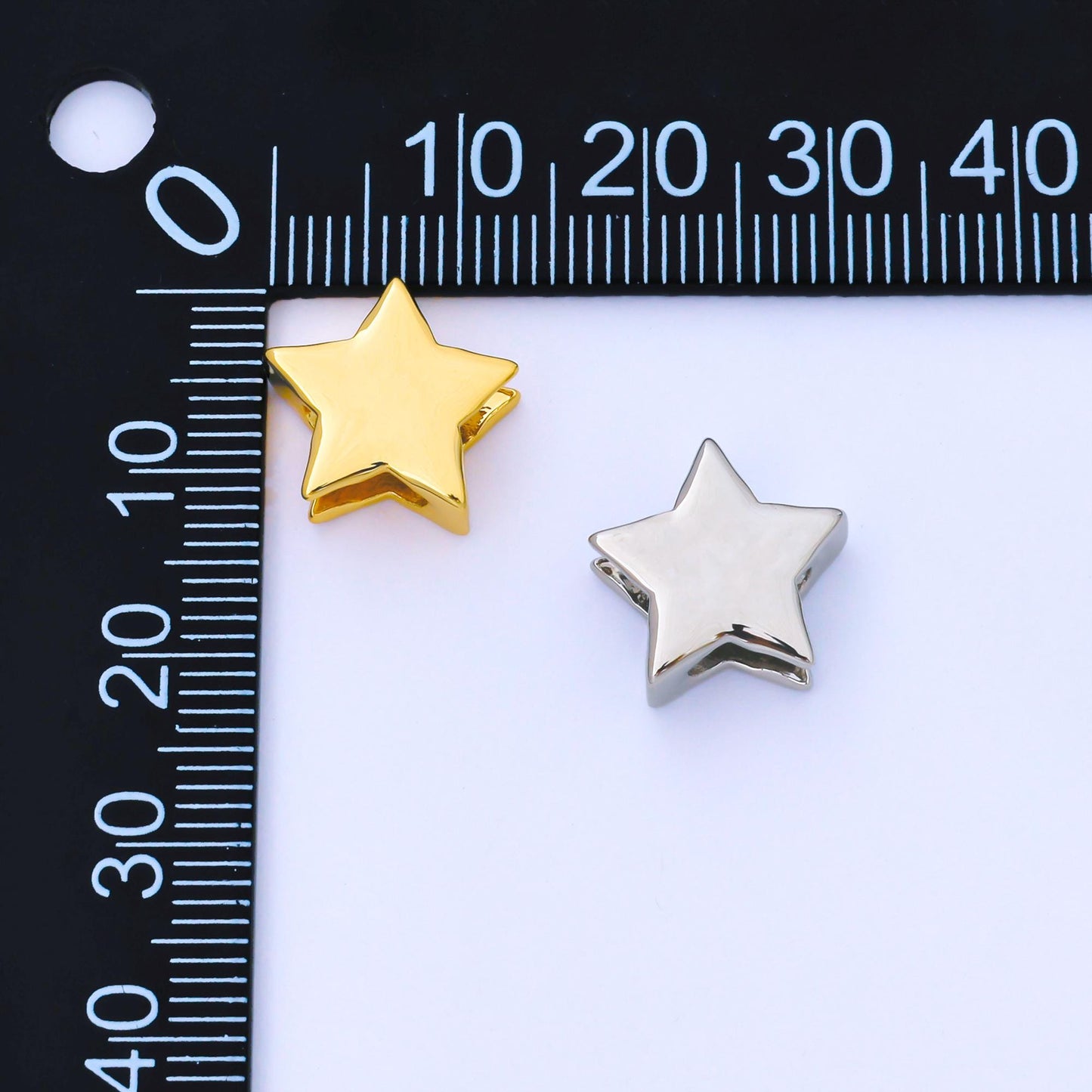 18k Gold Filled Star Beads Large Hole Spacer Beads, Celestial Shaped Charms, Sliding 13mm Bead for Cord Bracelet Necklace Supply B-852