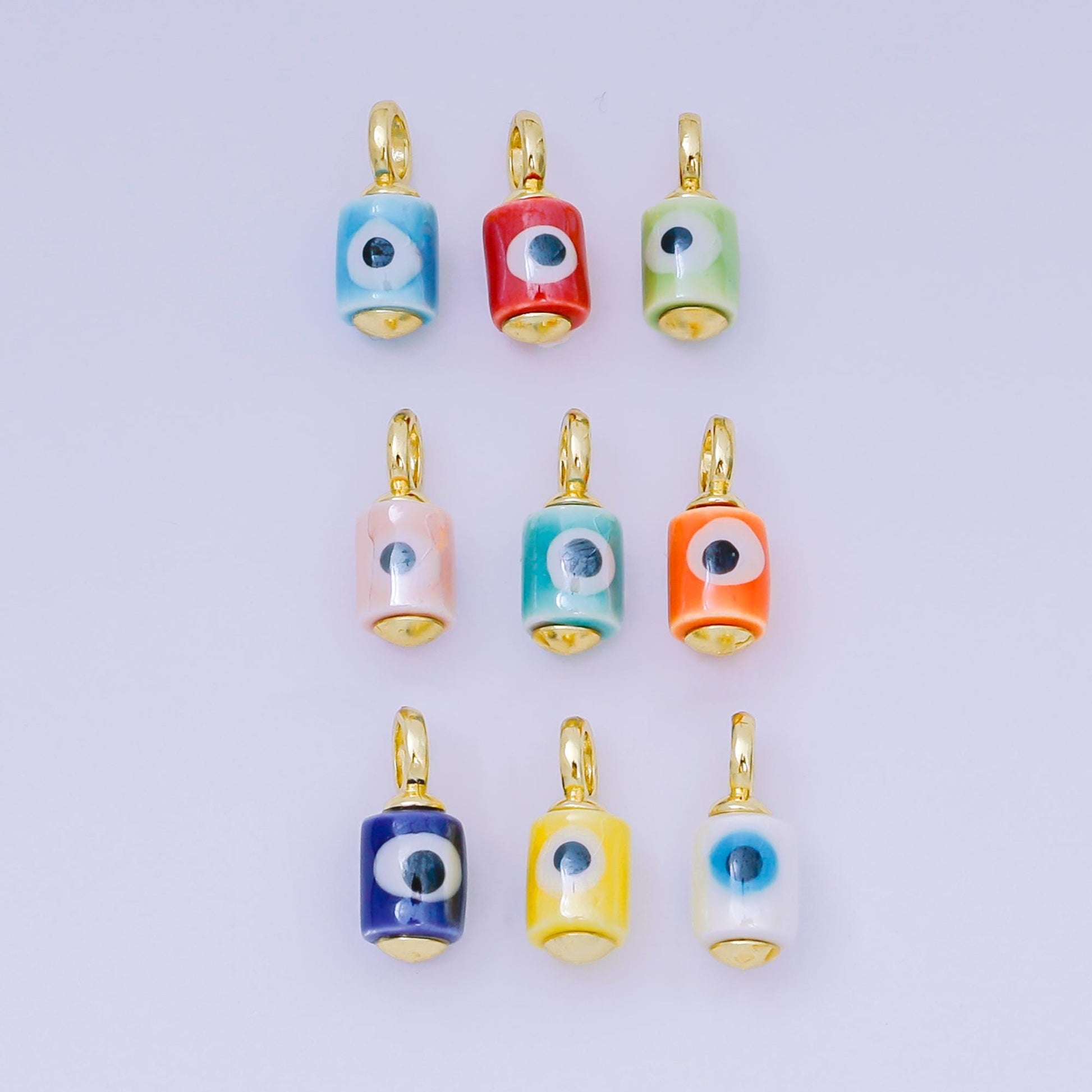 Colorful Ceramic Tube Eyes Charms Handmade Painting Ceramic Porcelain Evil Eyes Charms For Earrings Necklace Bracelet Jewelry Making C943