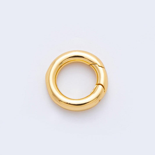 18K Gold Filled 14.2mm Minimalist Dainty Round Push Gate Clasp Charm Finding in Gold & Silver DIY Jewelry Supply for Custom Necklace | Z1421