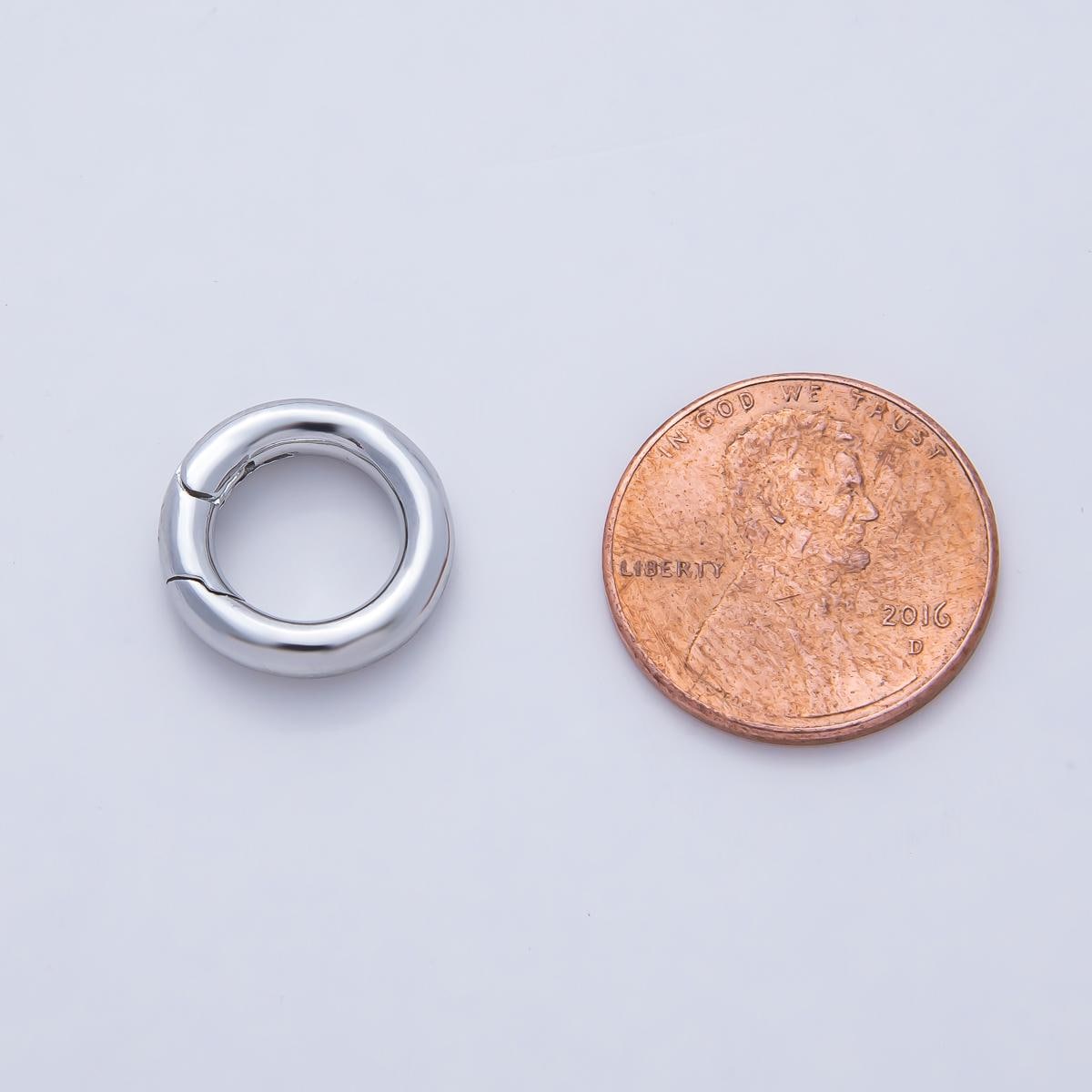 18K Gold Filled 14.2mm Minimalist Dainty Round Push Gate Clasp Charm Finding in Gold & Silver DIY Jewelry Supply for Custom Necklace | Z1421