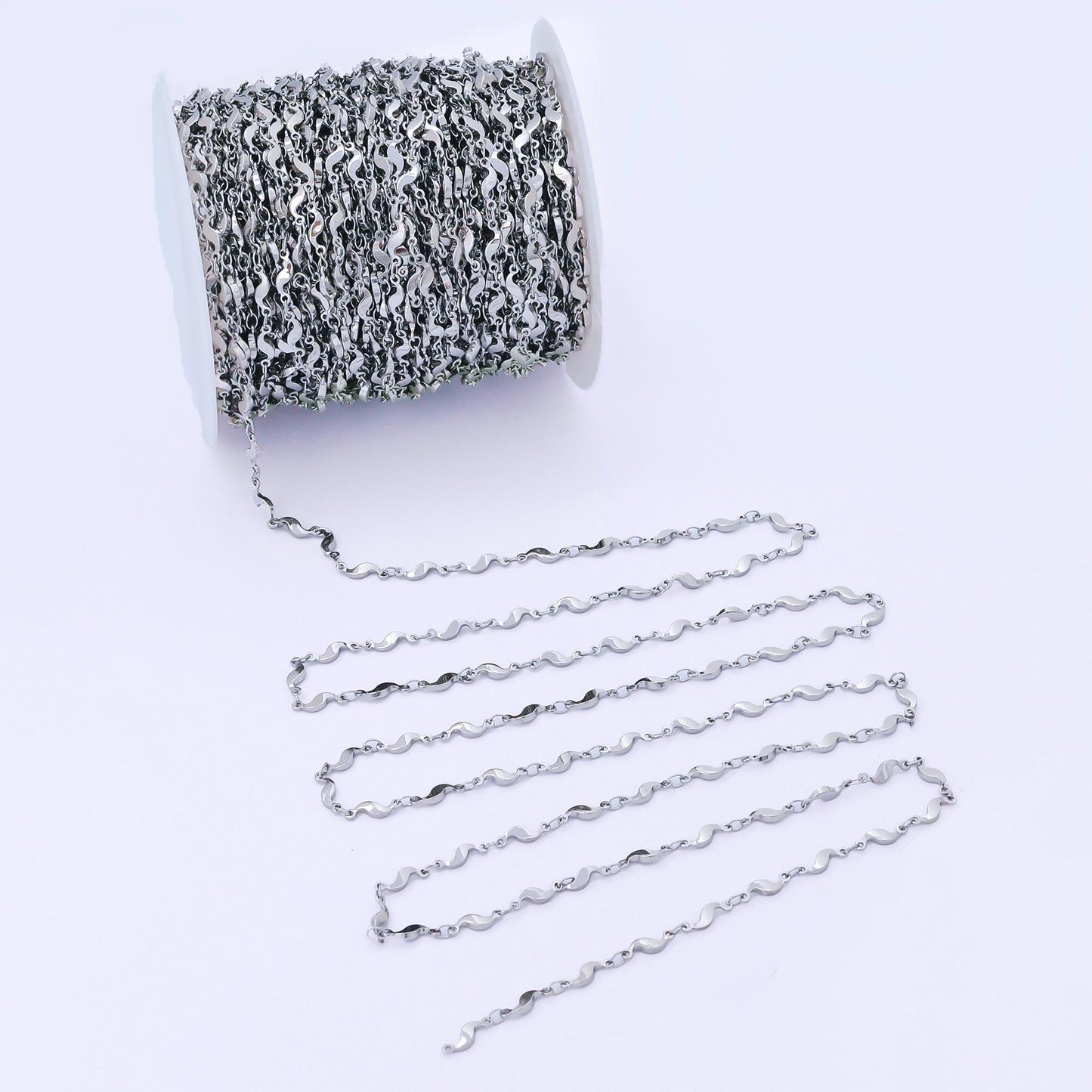 24K Gold Filled 3.5mm Geometric Curved Link Unfinished Chain by Yard in Gold & Silver Wholesale Bulk DIY Jewelry Supplies | Roll-2011