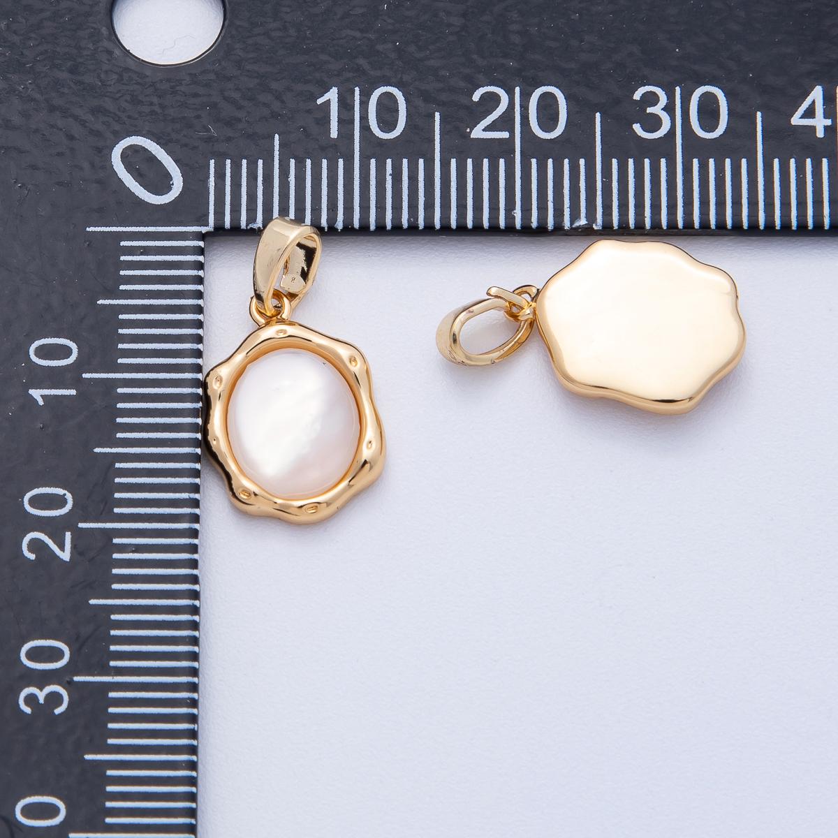 18K Gold Filled 15.5mm Shell Pearl Molten Oval Pendant Geometric Shape DIY Jewelry Making Supply for Necklace & Bracelet | AF1208