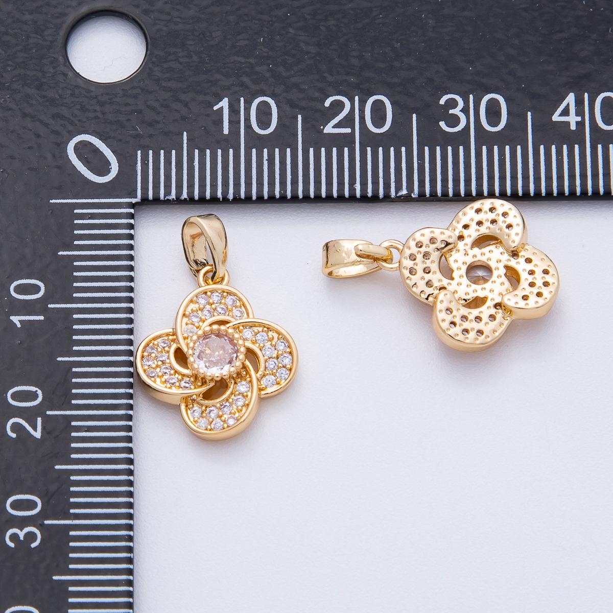 18K Gold Filled 16.2mm Micro Paved CZ Clover Geometric Pendant Lucky Symbol DIY Jewelry Making Supplies for Necklace & Bracelet | AF1209