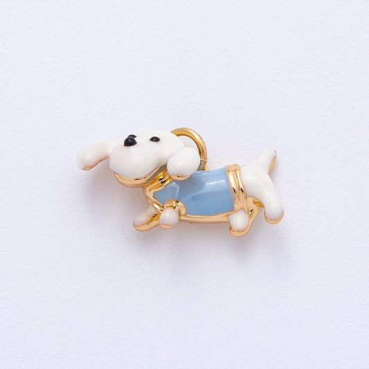 18K Gold Filled 19.5mm Dog Animal Pet Enamel Charm | AK048