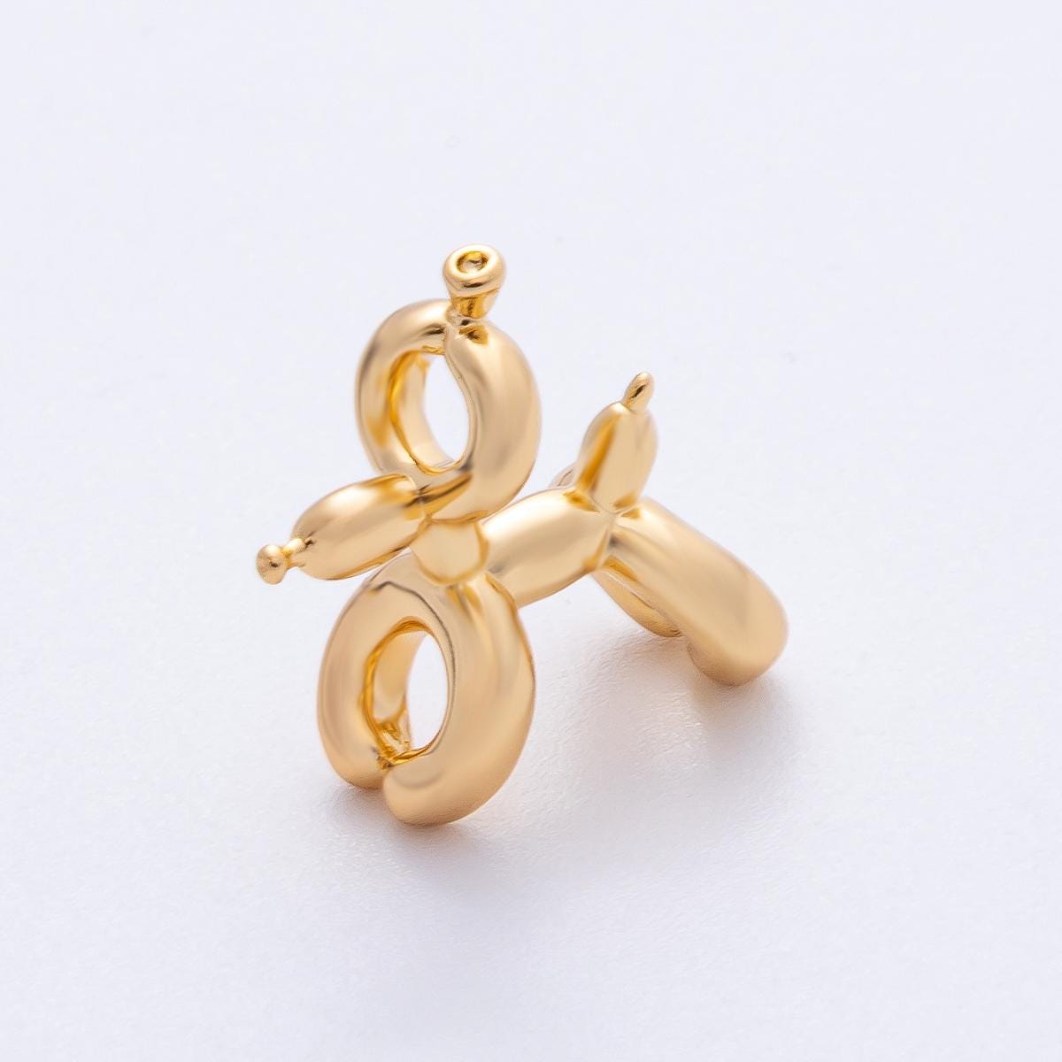 18K Gold Filled Balloon Dog 3D Multidimensional Slide Charm Bead Animal Charm DIY Jewelry Making Supplies for Necklace & Bracelet | B-548
