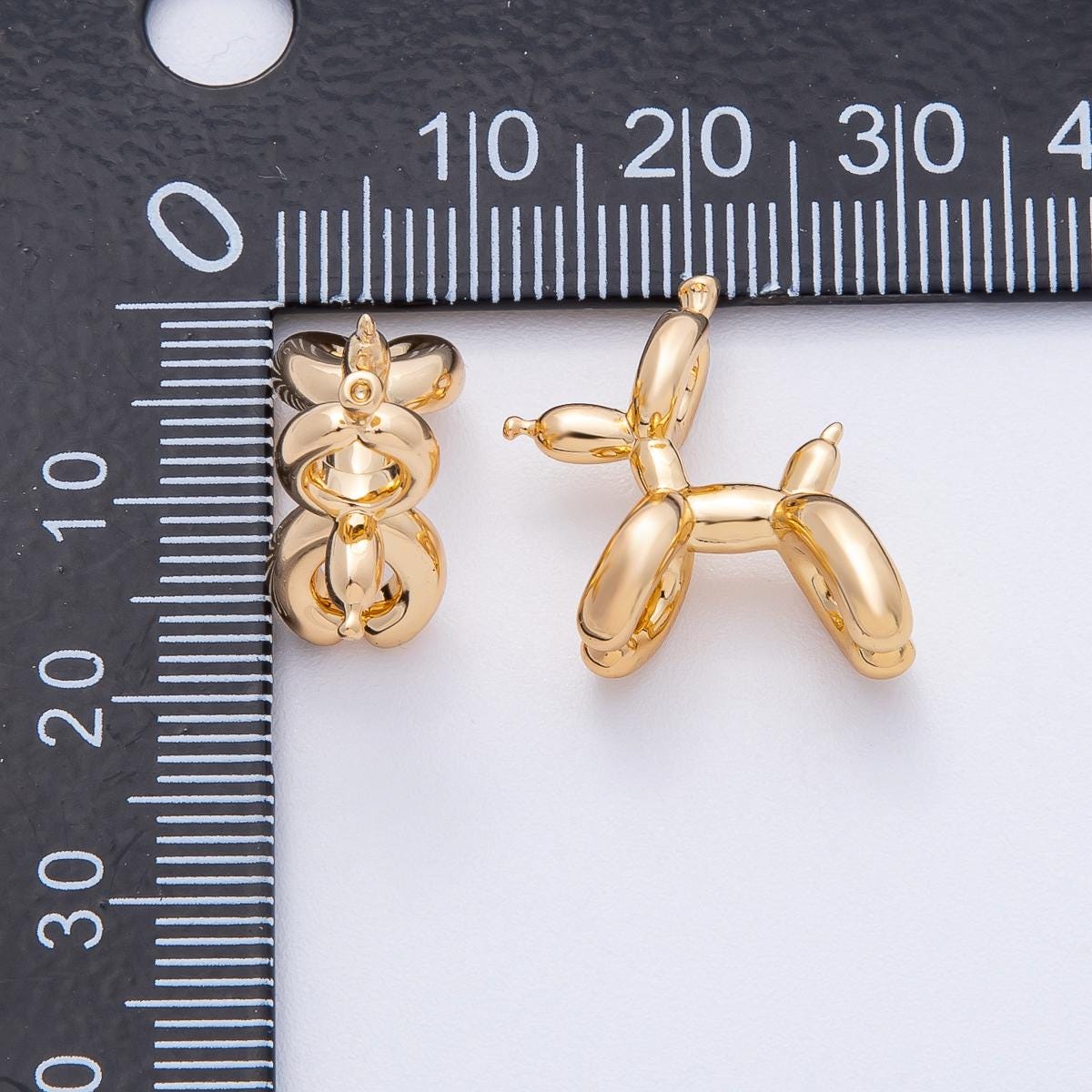 18K Gold Filled Balloon Dog 3D Multidimensional Slide Charm Bead Animal Charm DIY Jewelry Making Supplies for Necklace & Bracelet | B-548