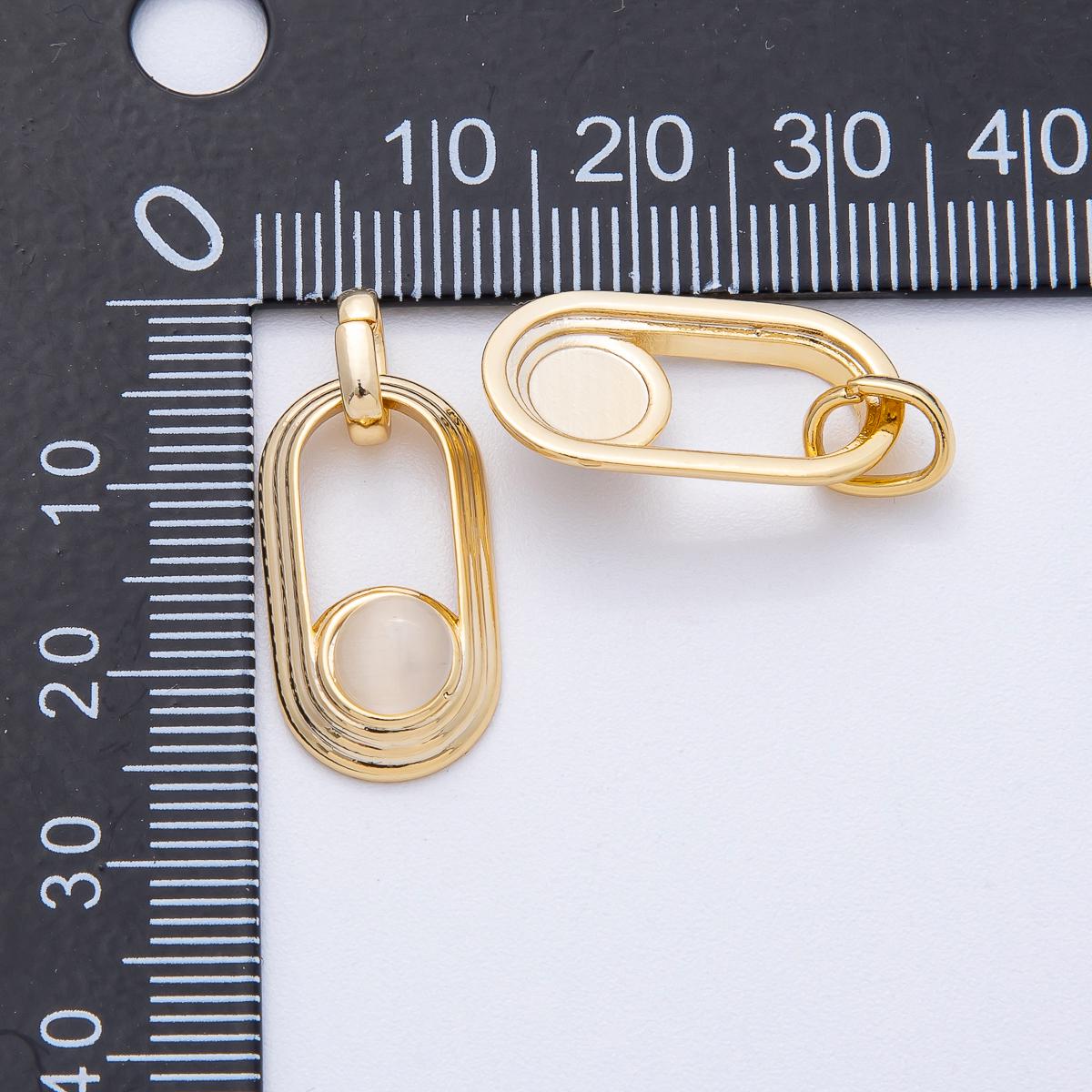 18K Gold Filled 21.4mm Clear, Pink Gemstone Round Open Oblong Pendant DIY Jewelry Making Supply for Custom Necklace & Bracelet | AF1225